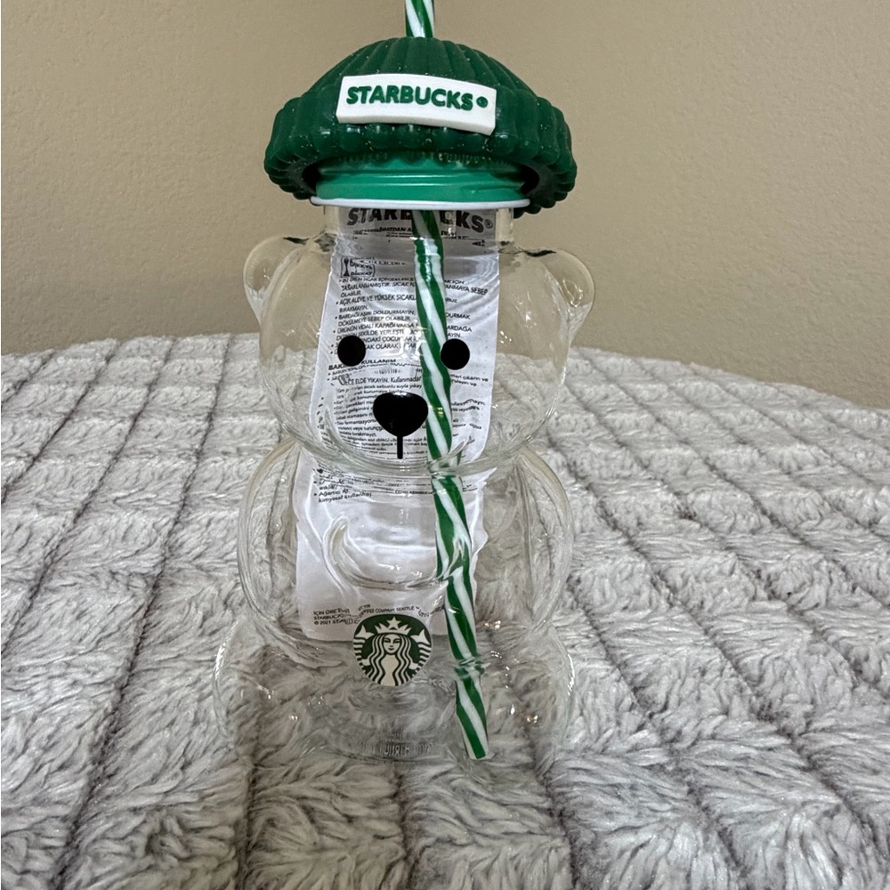 Starbucks Clear Bear Tumbler with Green Lid - Picture 4 of 4